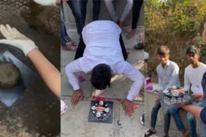दोस्तीमें कर दी हद! गाय​ के गोबर से बना डाला बर्थडे केक ऊपर से चॉकलेट-क्रीम डाल कर खिला भी दिया