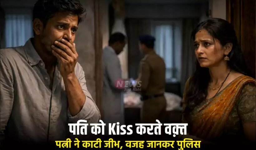 पतिˈ को Kiss करते वक़्त पत्नी ने काटी जीभ, वजह जानकर पुलिस, डॉक्टर और घरवाले सभी हैरान